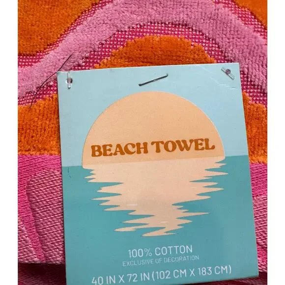 Beach Towel Pink and Yellow - Picture 1 of 2